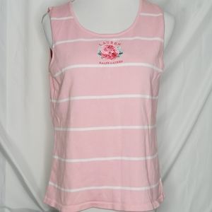 Vtg Lauren Ralph Lauren Flower Stripes Tank Top